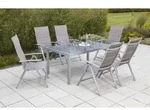 Taviano Set 7tlg 6 Sessel Tisch 150x90cm Alu/textil