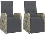 Teenpull &ndash; Garten-liegest&uuml;hle Mit Kissen 2 Stk. Grau Poly Rattan