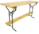 Stehtisch Bamberg 220cm Klappbar, Metall + Holz Lackiert, Mit Fuss-st&uuml;tze