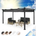 Blumfeldt Pavillon 3x4m, Rostfreier Metall-pavillon Mit Einziehbarem Dach, Pavillon