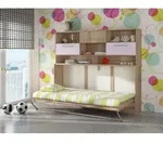 Schrankbett Wandbett Roger 90x200cm Horizontal + Regal Sonoma Eiche / Violett