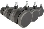 5x Rolo No-noise 11mm/75mm Hartb&ouml;den - Stuhlrollen Schwarz