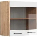 Vicco - K&uuml;chenglasschrank R-line, Wei&szlig; Hochglanz, 60 Cm