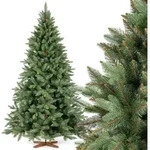 Fairytrees - K&uuml;nstlicher Weihnachtsbaum Nordmanntanne Premium, Mit Braunem Stamm Und