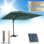 Sonnenschirm F&uuml;r Balkon, Sonnenschirm Mit Solarpanel & Led Beleuchtung, Wasserdicht