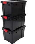 Plastik Aufbewahrungsboxen Mit Deckel Und Clipverschluss, 50l, 3er Set, Stapelbar,