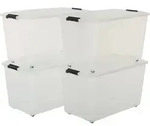 Iris Ohyama, Kunststoff-aufbewahrungsboxen Auf Rollen, 70l, 4er-set, Transparent,