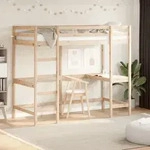 Hochbett Mit Schreibtisch 100x200 Cm Massivholz Kiefer Vidaxl
