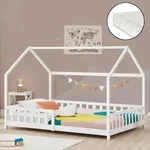 Hausbett Hesel Mit Matratze Und Rausfallschutz 90x200cm Wei&szlig; [en.casa]