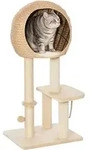 Pawhut - Kratzbaum 100 Cm Katzenturm Mit H&ouml;hle, Spielball, Sisalst&auml;mme, Plattform,