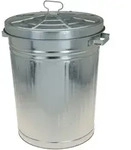 Zink Abfalleimer Mit Deckel - 55 Liter - Metall Garten Outdoor M&uuml;lleimer Silber
