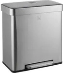 Svita Lt2x30 M&uuml;lleimer 60l Treteimer 2 F&auml;cher Mit Deckel Silber
