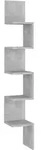 Vidaxl Wall Corner Shelf Concrete Grey 20x20x127,5 Cm Engineered Wood