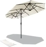 Vounot&reg; Doppelsonnenschirm Mit Kurbel, Marktschirm, 150 X 300 Cm, Beige