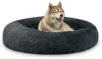 Lionto - Hundebett Aus Pl&uuml;sch In Donut-form, 120 Cm Durchmesser, Dunkelgrau
