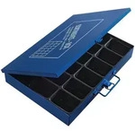 Sortimentskasten B330xt240xh50mm 18 F&auml;cher Ohne Beschriftungsschild Blau