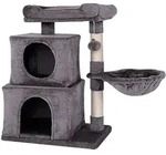 Lionto Katzen Kratzbaum, 70 Cm Mit 2 H&ouml;hlen, Liegemulde, Liegebett & Spielball,