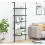 Leiterregal Mit 5 B&ouml;den Schwarz 64x35x185 Cm - Vidaxl