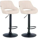 2er Set Barhocker Milet Stoff Creme Metall Matt Schwarz