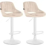 Clp - 2er Set Barhocker Milet Samt Creme Metall Matt Weiss