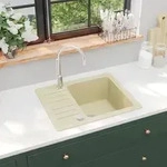 Granitsp&uuml;le Einzelbecken Beige - Vidaxl