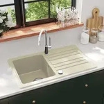 Granitsp&uuml;le Einzelbecken Beige - Vidaxl