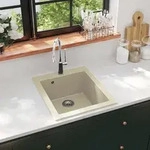 Granitsp&uuml;le Einzelbecken Beige - Vidaxl