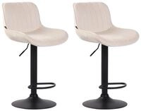 Clp - 2er Set Barhocker Lentini Samt Creme Schwarz