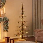 Vidaxl Metal Christmas Tree With Wooden Base Black 180 Cm