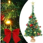 K&uuml;nstlicher Weihnachtsbaum Mit Beleuchtung & Kugeln Gr&uuml;n 64 Cm Vidaxl