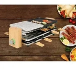 Raclette Pure 8, 8 Personen, Antihaftbeschichtet, Aluminium, Schwarz, Grau, Holz,