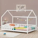 Hausbett Hesel Mit Rausfallschutz 90x200cm Wei&szlig; [en.casa]
