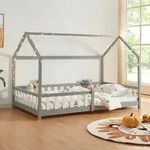 [en.casa] - Hausbett Hesel Mit Rausfallschutz 120x200cm Grau