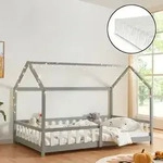 Hausbett Hesel Mit Matratze Und Rausfallschutz 120x200cm Grau [en.casa]