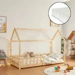 [en.casa] - Hausbett Hesel Mit Matratze Und Rausfallschutz 90x200cm Holzoptik