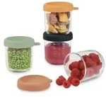 Set Of 4 Glass Meal Portions - Beaba - Sunrise Color Mix - 250 Ml