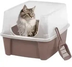 Katzenklo Mit Schaufel, Bis 7 Kg, Taupe, Offen, Ohne Deckel, Katzentoilette, Hoher