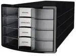 Schubladenbox Impuls 4 Schubladen Din A4 Din C4 Polystyrol Geh&auml;usefarbe: Schwarz
