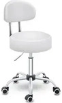 Rollhocker Wei&szlig; Mit Lehne Arbeitshocker Hocker Drehhocker Kosmetikhocker