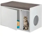 Relaxdays Katzenschrank Mit Sitzauflage, 2in1 Katzenkommode & Sitzbank, Hbt: 45,5 X