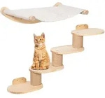 Kletterwand Katzen Wandmontage Inkl. Katzentreppe & Katzenh&auml;ngematte, Vierstufige