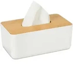 Relaxdays T&uuml;cherbox Mit Deckel Aus Bambus, F&uuml;rs Bad, Modernes Design, Kunststoff, H