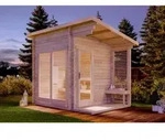 Finntherm Saunahaus Lizzy S Gartensauna 2 Sitzb&auml;nke Aus Holz, Sauna Mit 40 Mm