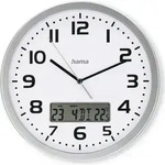 Hama - Dcf-funkwanduhr 'moorea', &Oslash; 30cm, Mit Datum- Und Temeraturanzeige, Silber