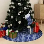 Luxus-weihnachtsbaumdecke Mit Socke Blau 90 Cm Stoff Vidaxl