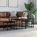 Satztische 3 Stk. Schwarz Holzwerkstoff Vidaxl