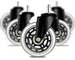 5er Set B&uuml;rostuhlrollen 10x22mm Leise Hartbodenrollen 73mm &Oslash; 35mm