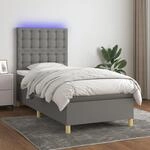 Boxspringbett Mit Matratze & Led Dunkelgrau 100x200 Cm Stoff Vidaxl