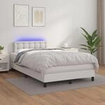 Vidaxl - Boxspringbett Mit Matratze & Led Wei&szlig; 120x200 Cm Kunstleder