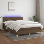 Boxspringbett Mit Matratze & Led Dunkelbraun 140x200 Cm Stoff Vidaxl